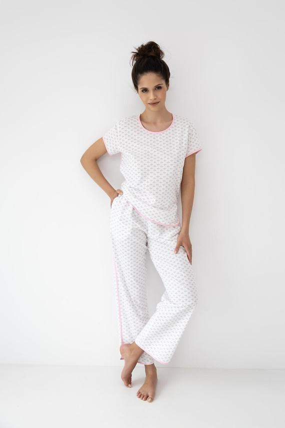 Pijama damă Lexie Sensis 100% bumbac cu pantaloni lungi roz