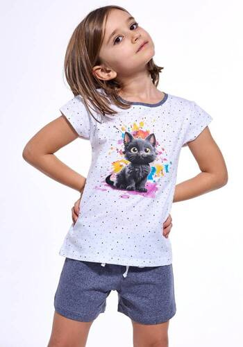 245/109 246/109 Black Cat Cornette pijamale fete alb