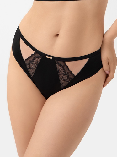 Gorsenia S003 Joy nero perizoma donna microfibra e pizzo