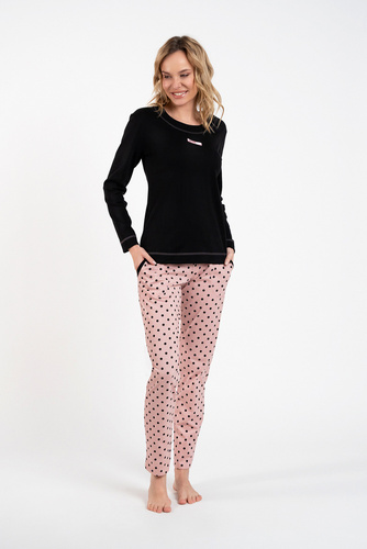 Bonilla Pijama pentru femei cu mânecă lungă, pantaloni lungi Italian Fashion negru/print