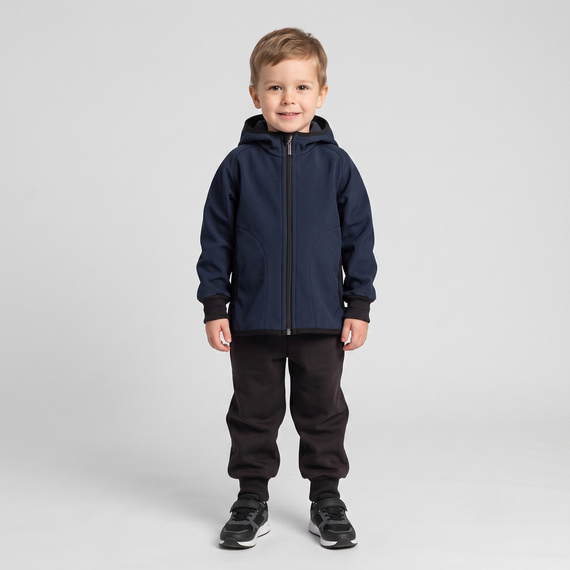 229004 Nicol Geacă softshell băieți cu polar, glugă, reflectorizantă - bleumarin