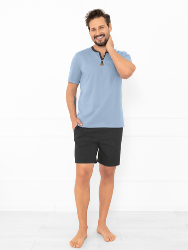 Julius Italian Fashion pijama bărbați oțel - scurt, bumbac, elegant