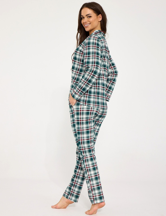 Cornette Francesca 482/490 Pijamale damă 100% bumbac cu nasturi verde