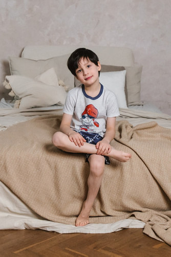 Kastos Pijama cu mânecă scurtă pentru băieți, pantaloni Italian Fashion - melange deschis