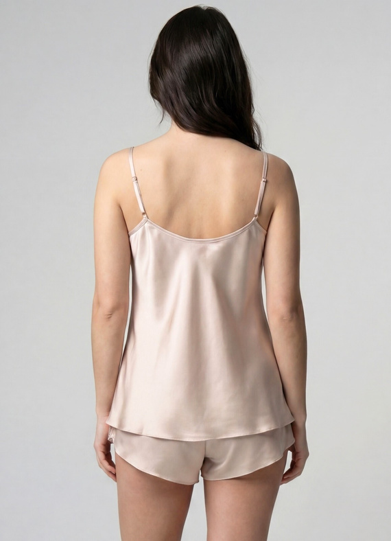 Unikat Beja set pijama bej din satin, ușor, elegant, confortabil