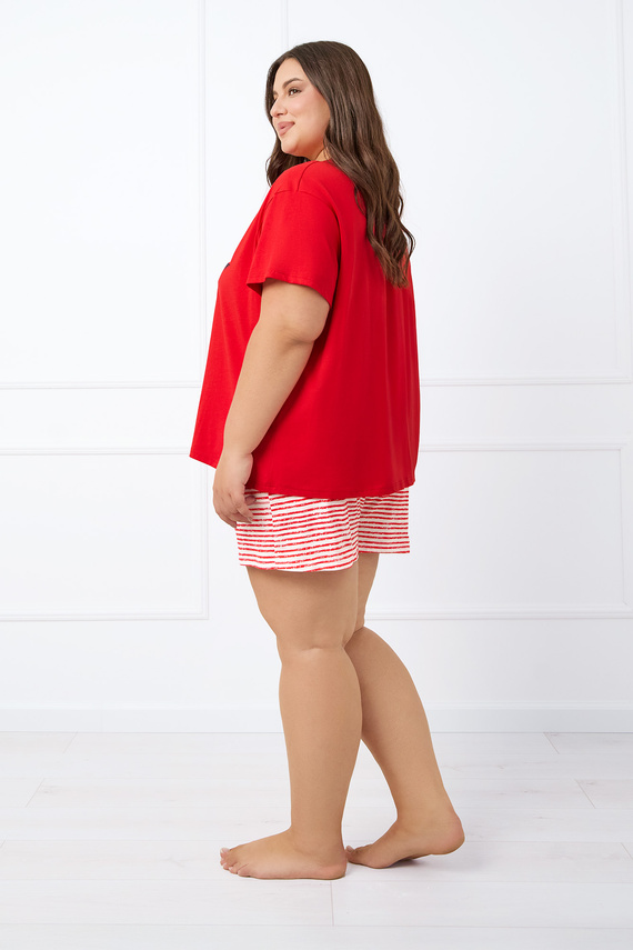 Pijama cu mânecă scurtă Flota Ladies, pantaloni scurți Italian Fashion - imprimeu roșu