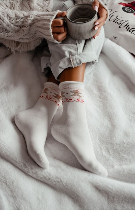 0118-013 Șosete Milena ecru – țesătură de Crăciun, bumbac, călduroase