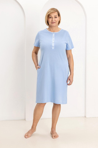 Cămașă de Noapte Damă 177 Regina – 100% Bumbac Natural, Cu Nasturi, Confort Maxim Zi și Noapte