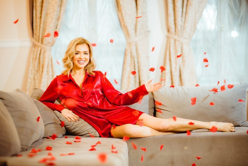 Cămașă de noapte cu slip Carey Kalimo - roșu