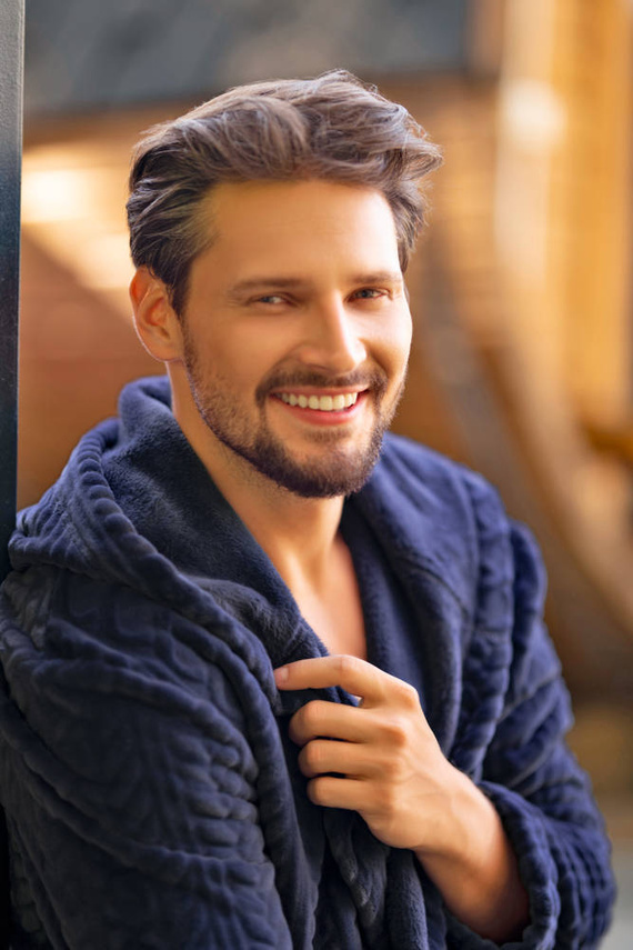 Zygmunt Halat de baie pentru bărbați cu glugă Italian Fashion - albastru marin 