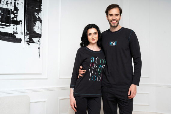 Pijama de damă Olza 3/4 mâneci, 3/4 pantaloni Italian Fashion - negru