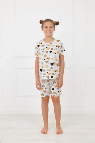 Pijama fetițe Ariela Italian Fashion – bumbac, mânecă scurtă, pantaloni scurți