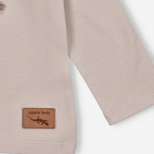 Bluză cu mânecă lungă KAR-3004 Lagarto Verde pentru fete, bej – elegantă, bumbac, producție poloneză