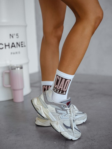 0200-174 Ciorapi dama Milena - albi cu inscriptia "Ciao Bella" - 2