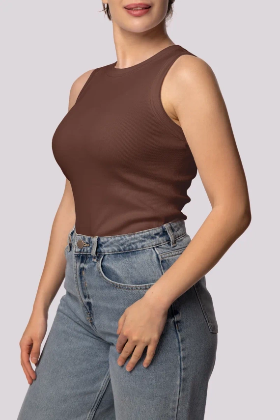 Tricou fără mâneci pentru femei Mona, ciocolată