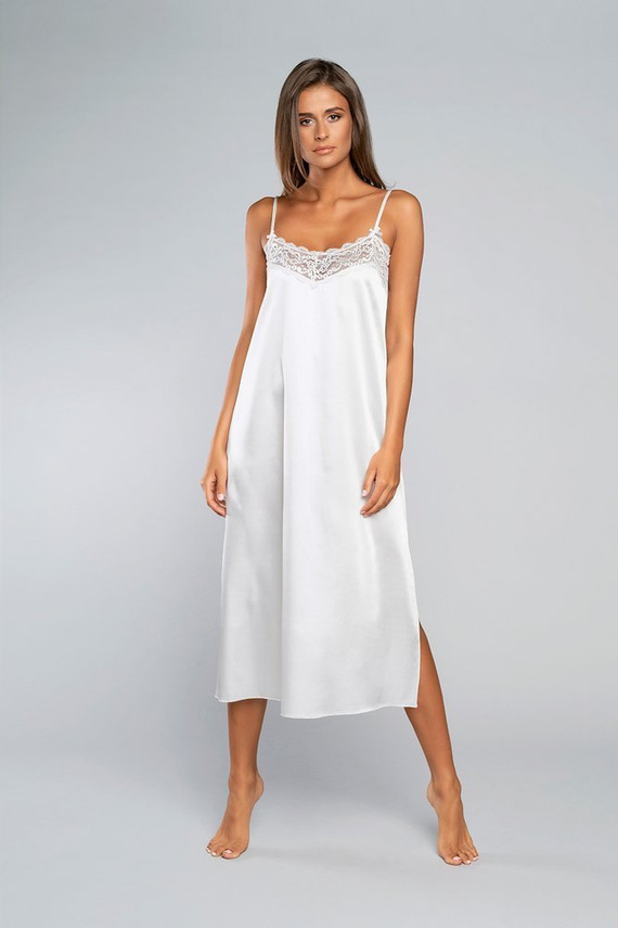 Cămașă de noapte Touch cu curea îngustă, lungă Italia Fashion - ecru