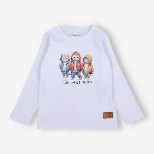 KAR-1010/BIA Bluză băiat cu mâneci lungi Lagarto Verde alb