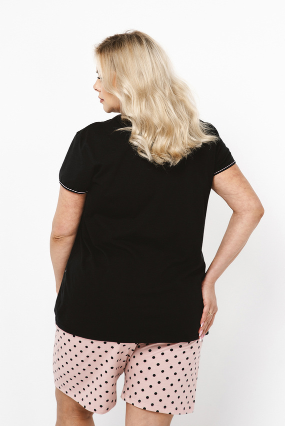 Bonilla Pijama pentru femei cu mânecă scurtă, pantaloni scurți Italian Fashion- Print/Negru