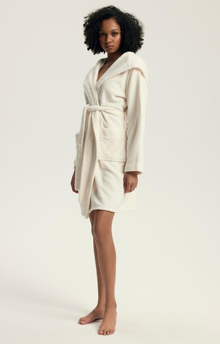 43599 Halat de baie cu glugă Darlan pentru femei, culoare crem Henderson – moale, ușor, peste genunchi