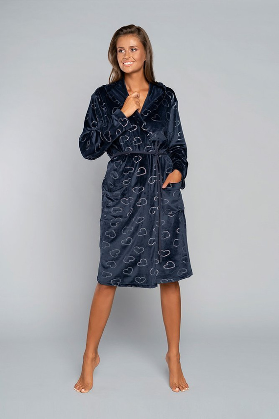 Elixir Halat de baie pentru femei cu buzunare Italian Fashion - roșu/print 