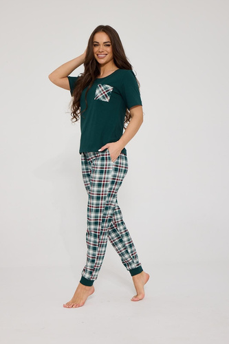 Pijamale damă Cornette 1105/497 Floris 2 roz, 100% bumbac, 3/4