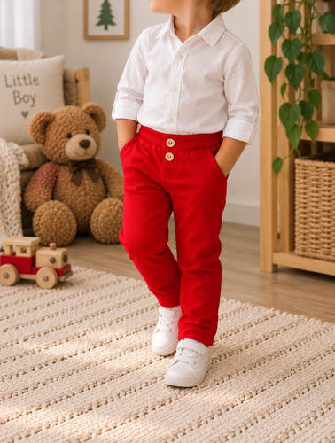 Pantaloni de trening Mamatti SM014 Merry Christmas – Roșii, Bumbac