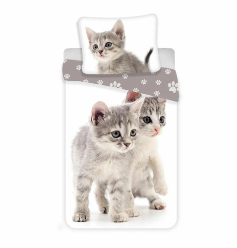 6572 Kittens Kitten Lenjerie de pat bumbac pentru copii Jerry Fabrics gri