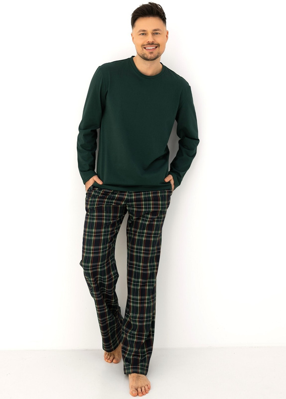 Sensis Logan pijama bărbați 100% bumbac verde pantaloni în carouri