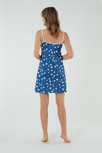 Cămașă de noapte Ojos, cu curea îngustă Modă italiană - imprimeu albastru