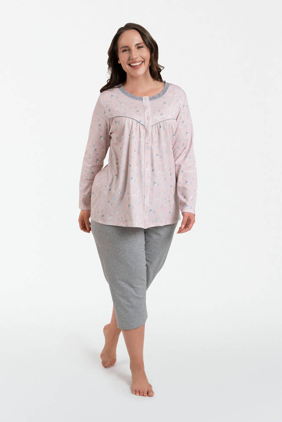 Daniela Pijama pentru femei cu mânecă lungă, pantaloni 3/4 Modă italiană - print/melange 