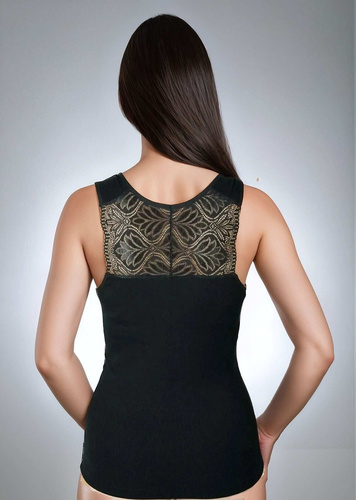 Top damă Ovena Eldar din vâscoză cu nervuri și decolteu V cu dantelă