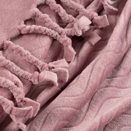 Cuvertura de pat Emma Patura cu franjuri Eurodraperii pudra