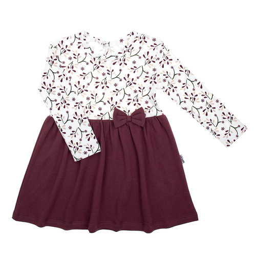 217166 Rochie Alisa Nicol – bumbac, maneci lungi, model cu plante, fundita