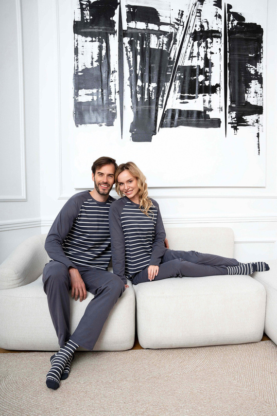 Lars Pijama cu mânecă lungă pentru bărbați, pantaloni lungi Italian Fashion - imprimeu grafit/grafit