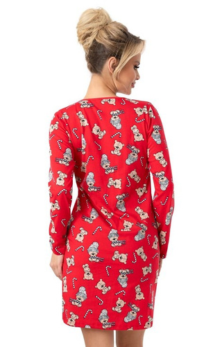 Cămașă de noapte Bear Donna pentru femei - bumbac, festivă, cu buzunare