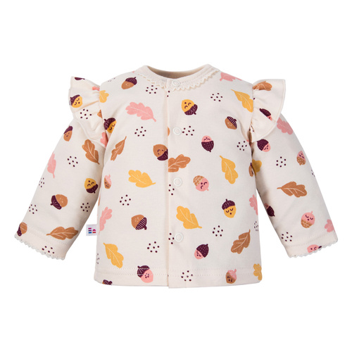 Caftan pentru copii Fluffy Tails Eevi – ecru, bumbac, imprimeu de toamna