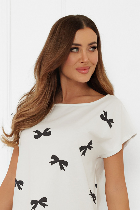 Cămașă de noapte pentru femei Figaro - ecru, bumbac, cu mânecă scurtăItalian Fashion