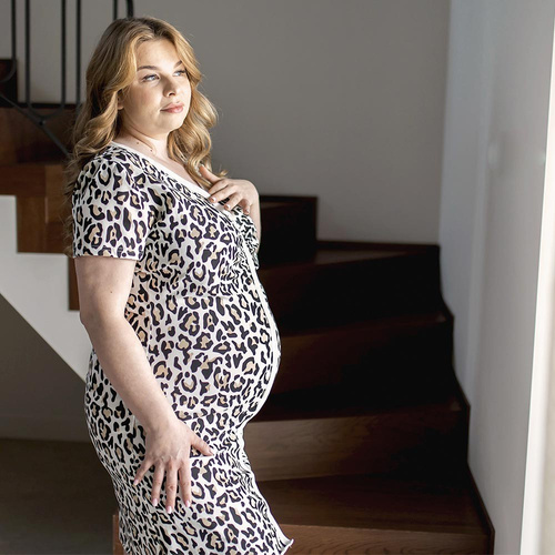 Cămașă de noapte Mary Maternity pentru hrănire Eevi - imprimeu leopard