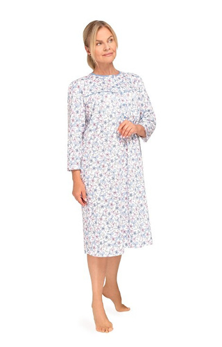 204 Bogna II Cămașă de noapte pentru femei Martel 30 albastru-roz – bumbac, mâneci lungi, cu fermoar