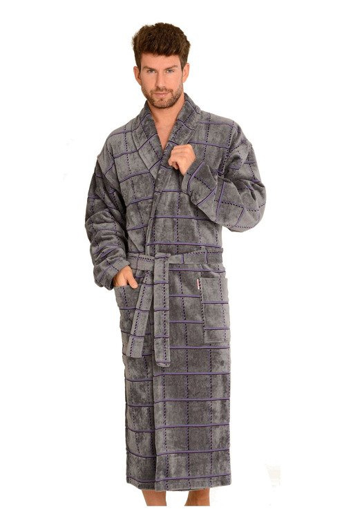 803 / 819 Halat de baie pentru bărbați Twin Forex - gri cu carouri mov (gri cu carouri)