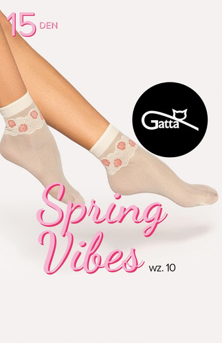 Spring Vibes wz.10 Ciorapi dama 15 den Gatta - alb sabbia-rosu