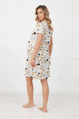 Cămașă de noapte pentru gravide Ariela Italian Fashion – bumbac, mânecă scurtă