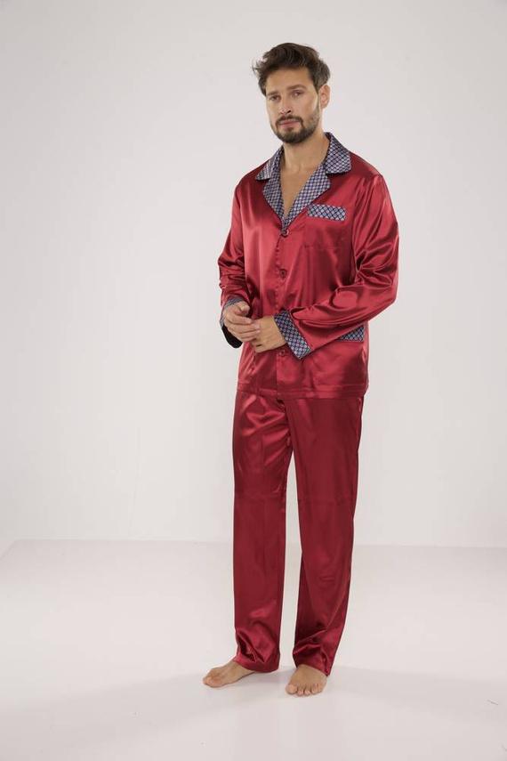 939 Pijama bărbătească Satin Maroon