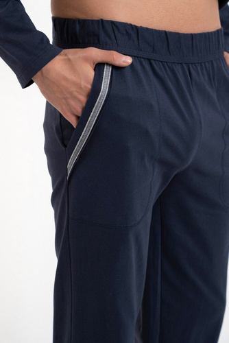 Zbyszek Pijama pentru bărbați cu mânecă lungă, pantaloni lungi Talian Fashion - albastru marin