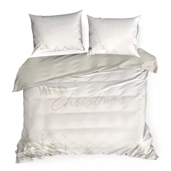 Lenjerie de pat din microfibră cu fulgi de zăpadă Eurocortains peisaj alb de iarnă – moale, ușoară și ușor de întreținut, cu fermoar