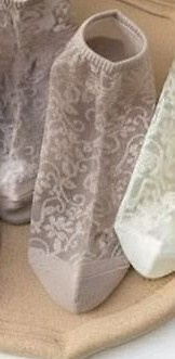 CC-251112 – șosete tip talpici damă din bumbac cu inserții din plasă beige