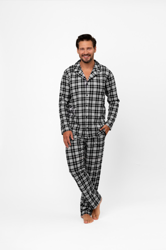 Pijama pentru bărbați Klark - 100% bumbac, mânecă lungă și pantaloni Italian Fashion