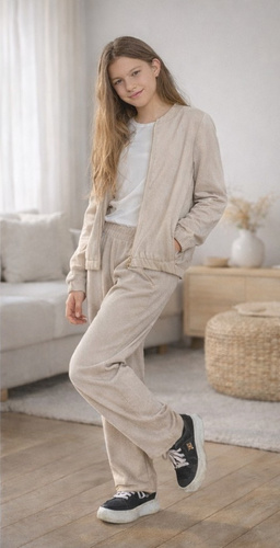 Pantaloni Bambarillo Cord bej baby cord cu buzunare