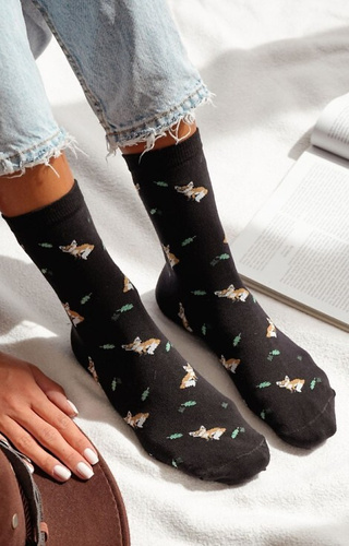 0200-182 Ciorapi dama Foxes and Leaves Milena - bumbac - negri