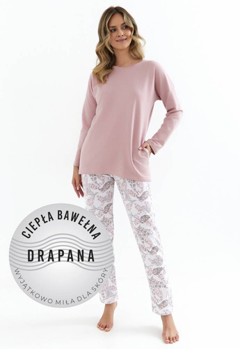 427 Pijamale de dama Cana din bumbac periat - roz pudrat